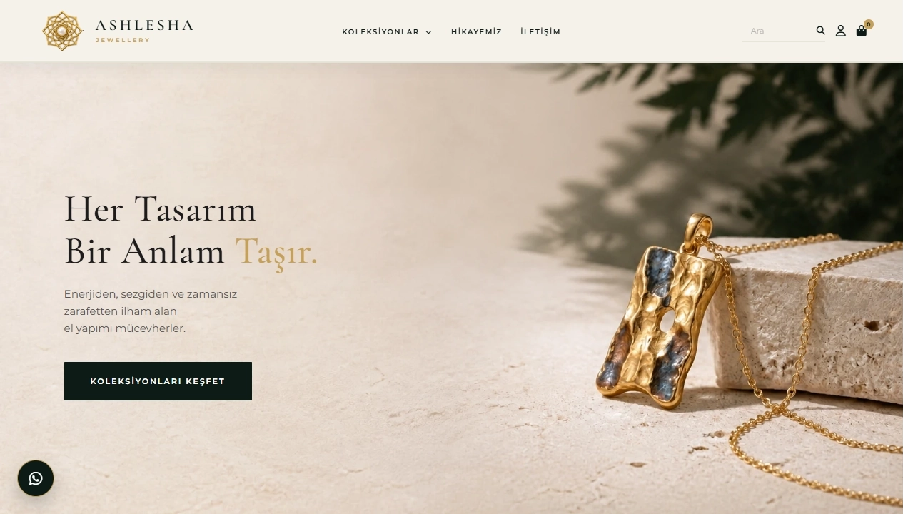 Ashlesha Jewellery canlı site ekran görüntüsü