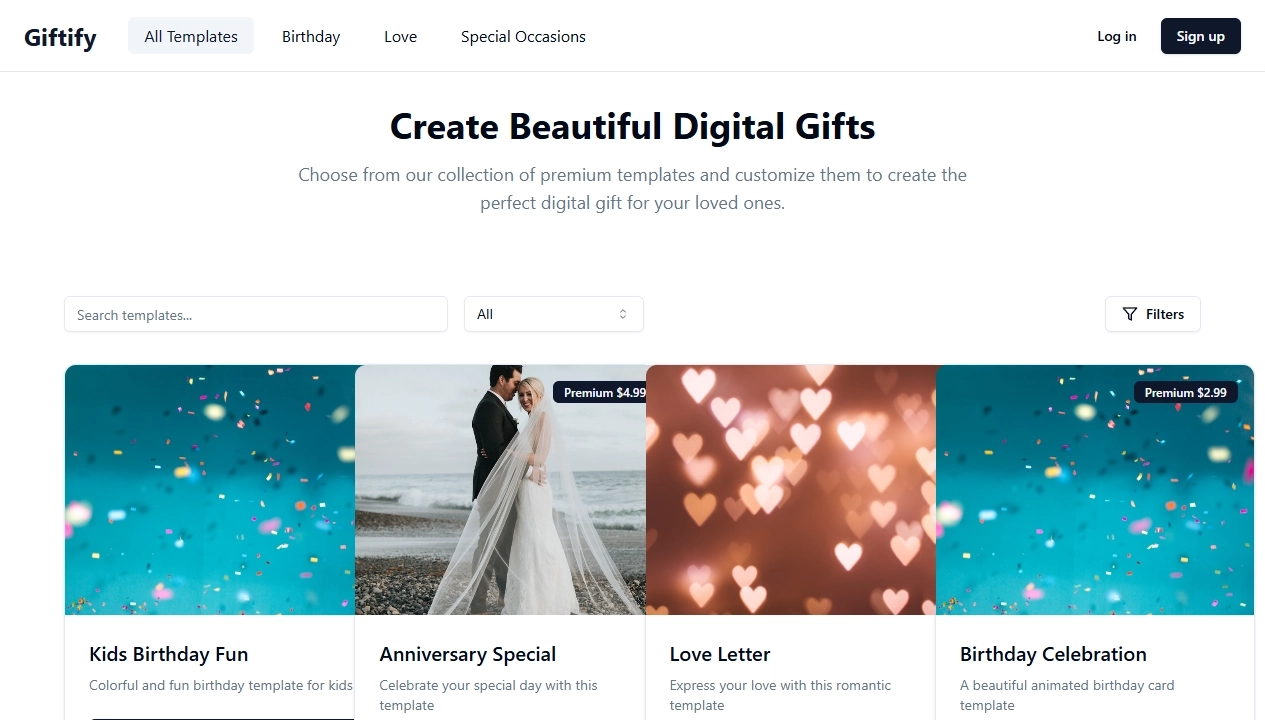 Giftify canlı site ekran görüntüsü