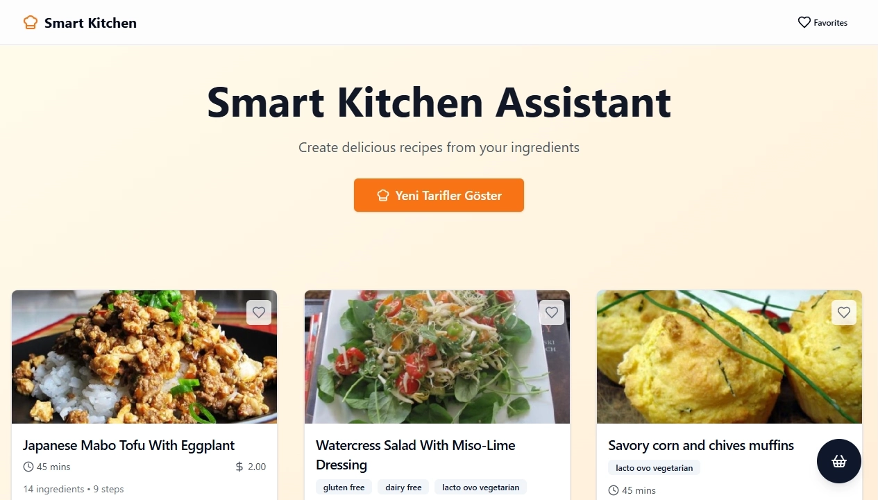 Smart Kitchen Assistant canlı site ekran görüntüsü